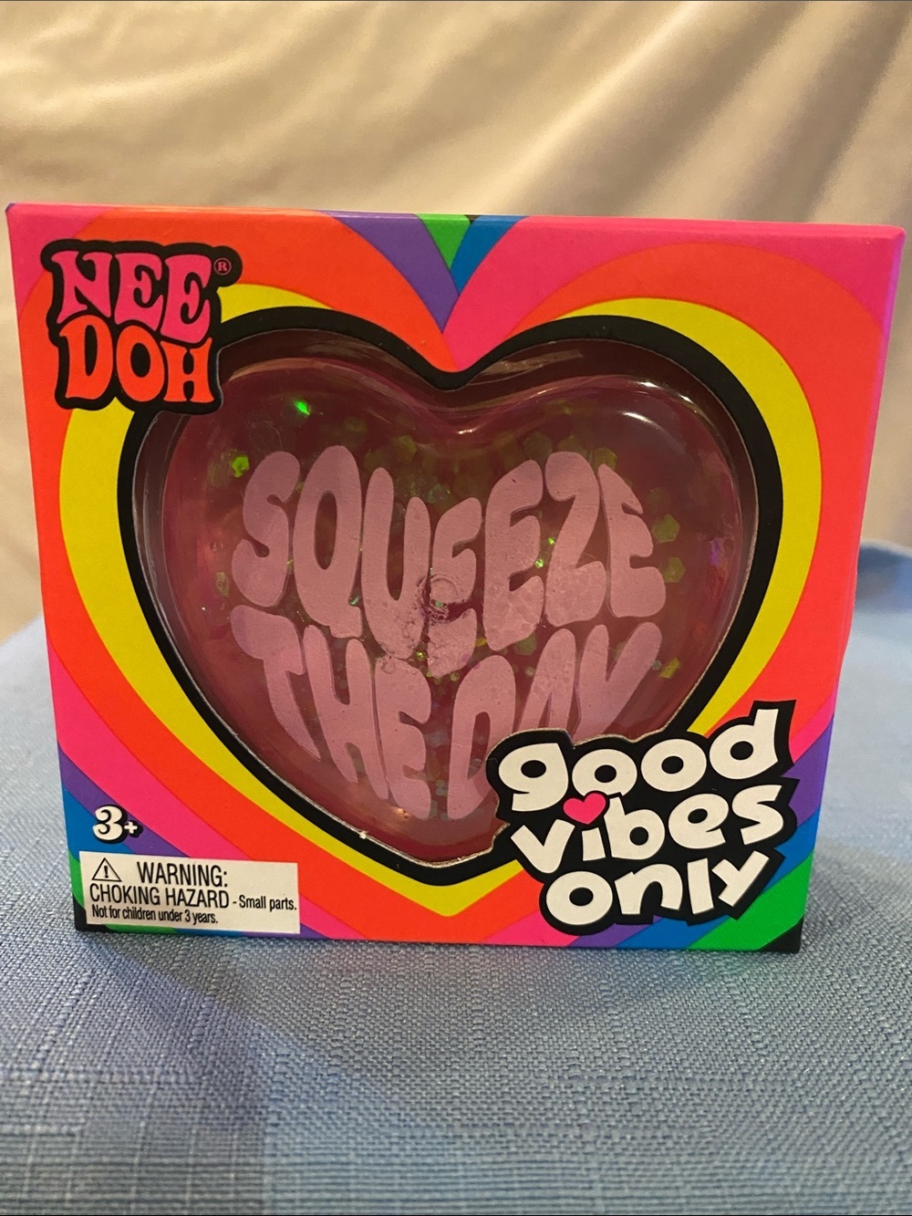 Nee Doh Good Vibes Only Pink Heart Squeeze Toy NEW NeeDoh Sealed Authentic